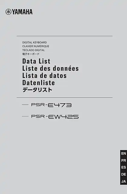 yamaha雅马哈PSR-E473_PSR-EW425 Data List